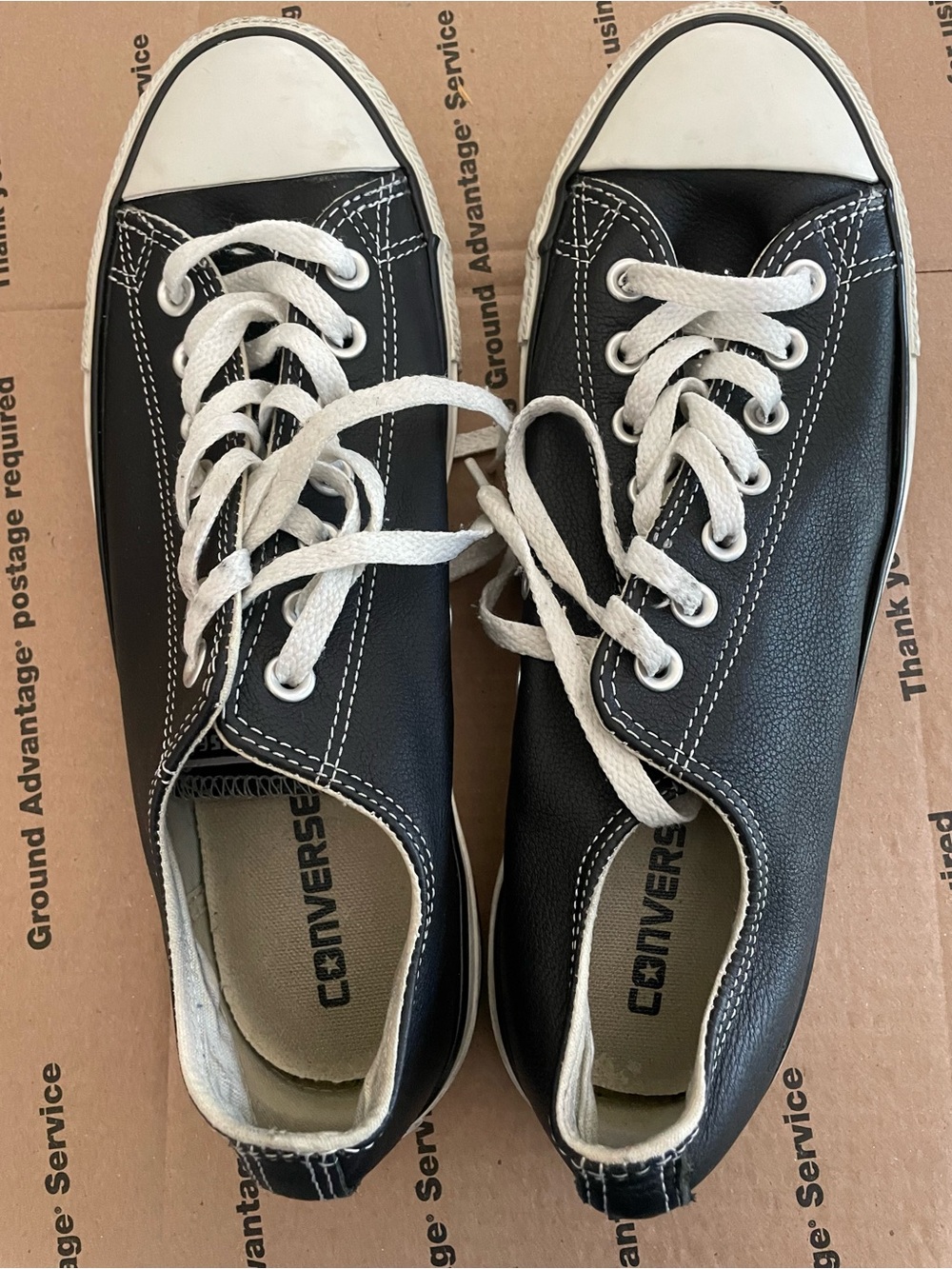 Converse Men's Black Leather Low-Top Sneakers